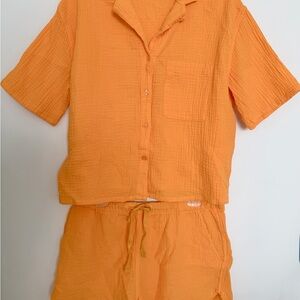 Stars Above Bright Orange Shirt and Shorts Set